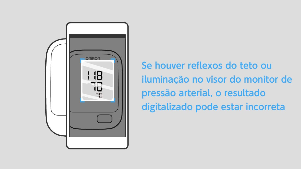 Solução de problemas de medição de digitalização fundo cinza com celular na cor branca orientando a forma de se utilizar o QR code com escrita na cor ciano ao lado direito